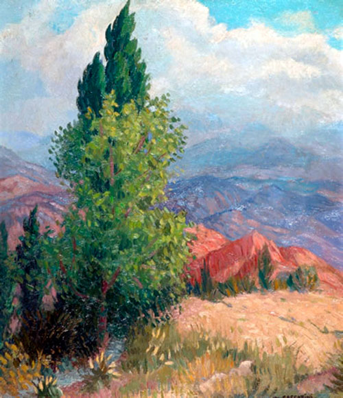 Cuadro Arboles y Cerros de Cascarini, Roberto  (1895-1990)