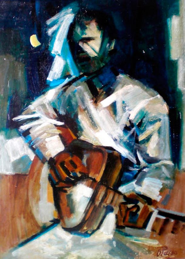 Guitarrero en Azul de Pardo Orlando (2/11/1930- 24/08/2014) en venta en Achaval Carlos - Pinturas, dibujos, carbonillas, esculturas, grabados y antigedades