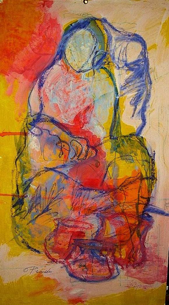 Maternidad con 3 Cacharros de Pardo Orlando (2/11/1930- 24/08/2014) en venta en Achaval Carlos - Pinturas, dibujos, carbonillas, esculturas, grabados y antigedades