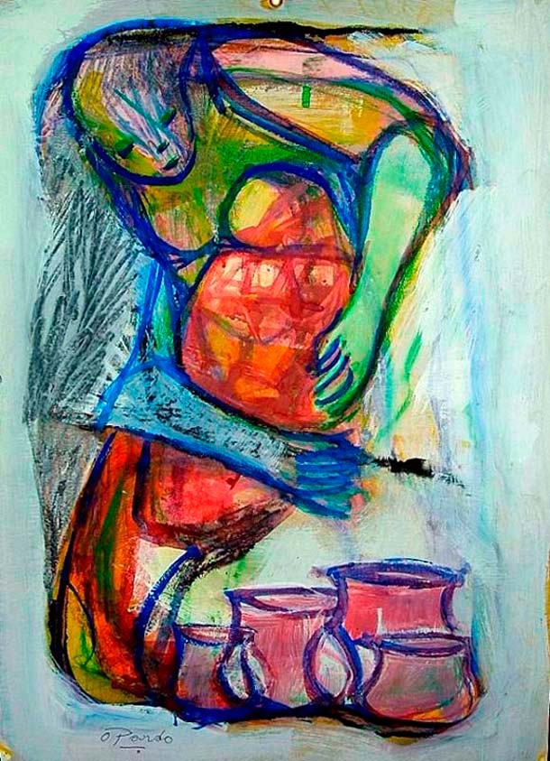Maternidad con 4 Cacharros de Pardo Orlando (2/11/1930- 24/08/2014) en venta en Achaval Carlos - Pinturas, dibujos, carbonillas, esculturas, grabados y antigedades